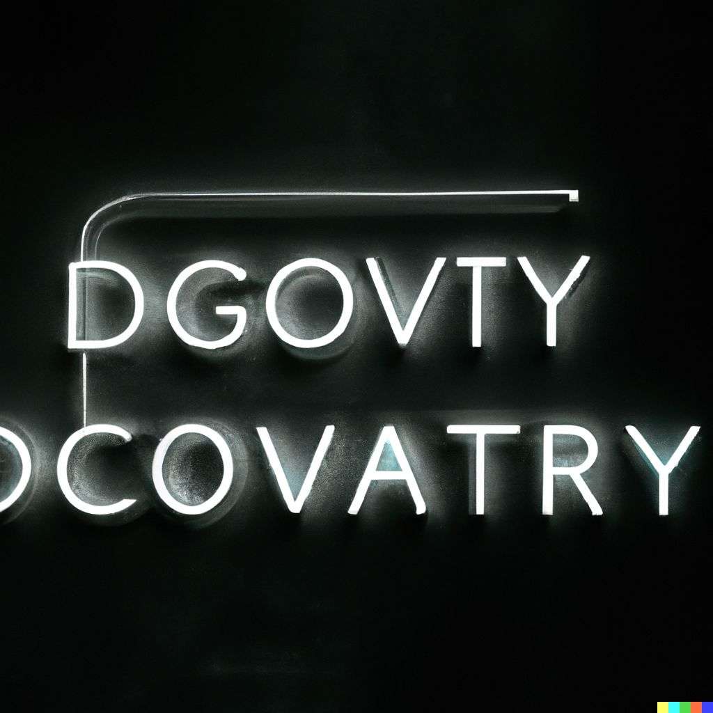 the discovery of gravity, neon sign on a black wall
